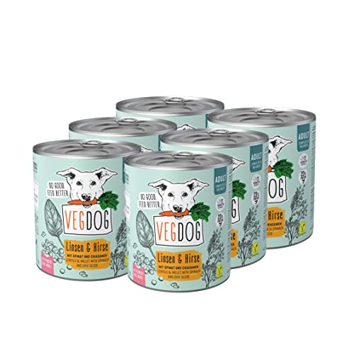 VEGDOG Adult veganes Nassfutter für Adulte Hunde mit Kartoffeln, Linsen und Hirse, getreidefreies Alleinfutter für Allergiker mit alternativer Proteinquelle, Vorteilspack 6 x 800 g von VEGDOG