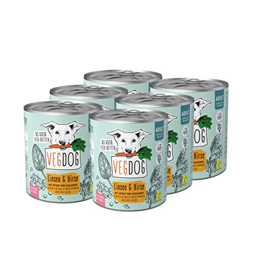 VEGDOG hypoallergenes Nassfutter (6 x 800 g) | Adulte Hunde | ohne Gluten und Soja | Alleinfutter für Allergiker mit Erbsenprotein von VEGDOG