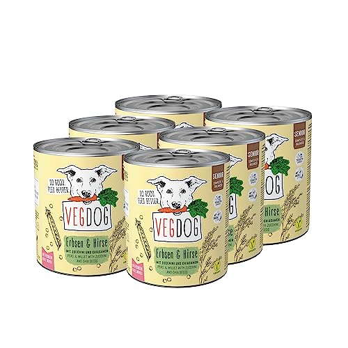VEGDOG hypoallergenes Nassfutter für Senioren (6 x 800 g) | Adulte Hunde ab 7 Jahren | gut verdaulich | Alleinfutter für Allergiker mit Erbsenprotein von VEGDOG