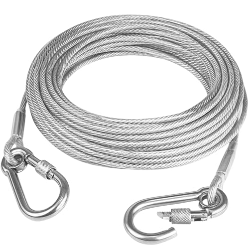 VEGOATY Schleppleine für Hunde: Verbesserte Zinklegierung Karabiner, Robustes Nylon Kletterseil, Für Outdoor Aktivitäten (9M/Silbrig) von VEGOATY