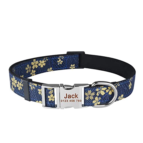 Benutzerdefinierte Gravierte Namensmarke Nylon Plaid Junge Mädchen Unisex Hundehalsband Kleines Großes Produkt Hundehalsbänder Personalisiertes Hundehalsband,Blue,S von VEKETE