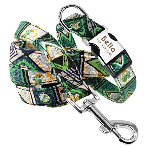 Benutzerdefiniertes Hundehalsband-Set Personalisierte Hundemarke Halsband Graviertes Typenschild ID-Tags Halsbänder Verstellbare Nylon-Welpenleinen,Grün,M Benutzerdefiniertes Hundehalsband-Set Personalisierte Hundemarke Halsband Graviertes Typenschild ID-Tags Halsbänder Verstellbare Nylon-Welpenleinen,Grün,M von VEKETE