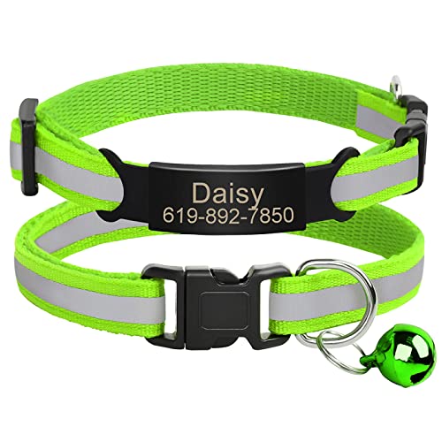 Benutzerdefiniertes Katzen-Namensschild-Halsband,Personalisierte ID-Gravur,Nylon,Kätzchen-Halskette,Katzen-Sicherheitsschnalle,Halsbänder,Haustierartikel,C-FL-Schwarz,20-33m von VEKETE