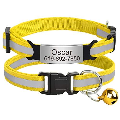 Benutzerdefiniertes Katzen-Namensschild-Halsband,Personalisierte ID-Gravur,Nylon,Kätzchen-Halskette,Katzen-Sicherheitsschnalle,Halsbänder,Haustierartikel,C-Gelb-Silber,20-33m Benutzerdefiniertes Katzen-Namensschild-Halsband,Personalisierte ID-Gravur,Nylon,Kätzchen-Halskette,Katzen-Sicherheitsschnalle,Halsbänder,Haustierartikel,C-Gelb-Silber,20-33m von VEKETE