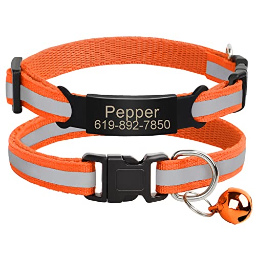 Benutzerdefiniertes Katzen-Namensschild-Halsband,Personalisierte ID-Gravur,Nylon,Kätzchen-Halskette,Katzen-Sicherheitsschnalle,Halsbänder,Haustierartikel,C-Orange-Schwarz,20-33m Benutzerdefiniertes Katzen-Namensschild-Halsband,Personalisierte ID-Gravur,Nylon,Kätzchen-Halskette,Katzen-Sicherheitsschnalle,Halsbänder,Haustierartikel,C-Orange-Schwarz,20-33m von VEKETE
