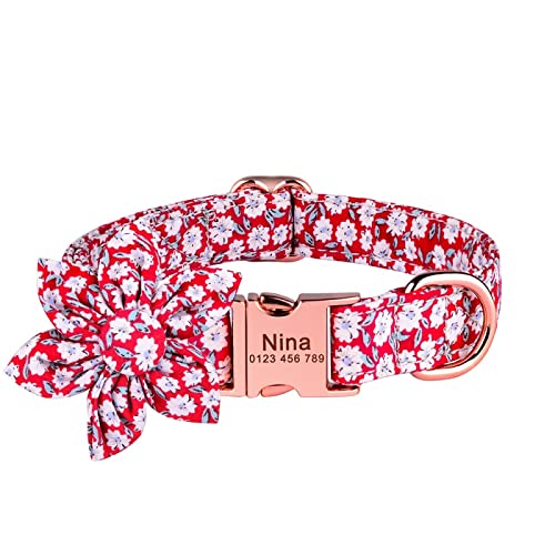 Einstellbare Nylon Plaid Blume Unisex Benutzerdefinierte Hundehalsband Personalisierte Nylon Blume Hundehalsband Graviert Kleine Große Hundehalsband,rote Blume,L Einstellbare Nylon Plaid Blume Unisex Benutzerdefinierte Hundehalsband Personalisierte Nylon Blume Hundehalsband Graviert Kleine Große Hundehalsband,rote Blume,L von VEKETE