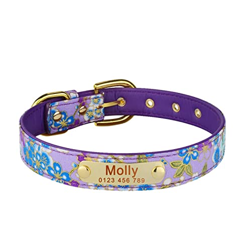 Einstellbares, Individuell Graviertes Namenshalsband, Personalisierbar, Klein, Groß, Hundehalsband, Produkt, Hundehalsbänder, Jungen-Mädchen, Unisex-Hundehalsband,Lila Blume,S Einstellbares, Individuell Graviertes Namenshalsband, Personalisierbar, Klein, Groß, Hundehalsband, Produkt, Hundehalsbänder, Jungen-Mädchen, Unisex-Hundehalsband,Lila Blume,S von VEKETE