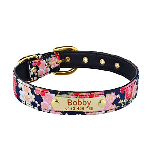 Einstellbares, Individuell Graviertes Namenshalsband, Personalisierbar, Klein, Groß, Hundehalsband, Produkt, Hundehalsbänder, Jungen-Mädchen, Unisex-Hundehalsband,Schwarze Blume,M Einstellbares, Individuell Graviertes Namenshalsband, Personalisierbar, Klein, Groß, Hundehalsband, Produkt, Hundehalsbänder, Jungen-Mädchen, Unisex-Hundehalsband,Schwarze Blume,M von VEKETE