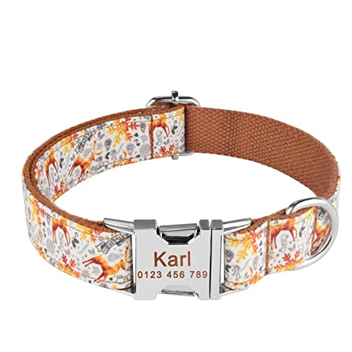 Gravierter Name Personalisiertes Hundehalsband Nylon Small Medium Large Dogs Puppy,XS (21-31 cm) von VEKETE