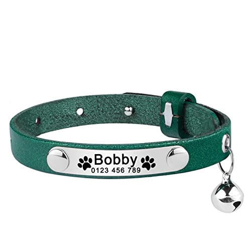 Graviertes Katzenhalsband Katzenzubehör Leder Benutzerdefiniertes Kätzchenhalsband Katzenzubehör Kleines Mittelgroßes Katzenhalsband Unisex-Haustierprodukte,Grün,S Graviertes Katzenhalsband Katzenzubehör Leder Benutzerdefiniertes Kätzchenhalsband Katzenzubehör Kleines Mittelgroßes Katzenhalsband Unisex-Haustierprodukte,Grün,S von VEKETE