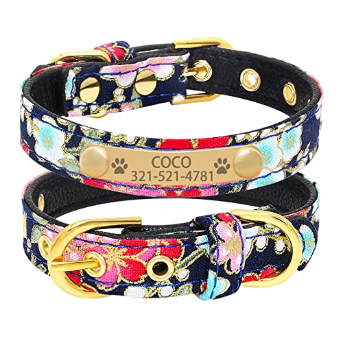 Hundehalsband Mit Personalisiertem Aufdruck Für Kleine, Mittelgroße Hunde, Individuell Graviertes Namensschild, Haustier, Katze, Hundehalsband,Schwarz,L von VEKETE