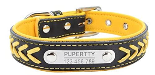 Hundehalsband Personalisierte Hundemarke Halskette Benutzerdefinierte Einstellbare Gravur Halsband Für Kleine Mittelgroße Hunde,Gelb,S Hundehalsband Personalisierte Hundemarke Halskette Benutzerdefinierte Einstellbare Gravur Halsband Für Kleine Mittelgroße Hunde,Gelb,S von VEKETE