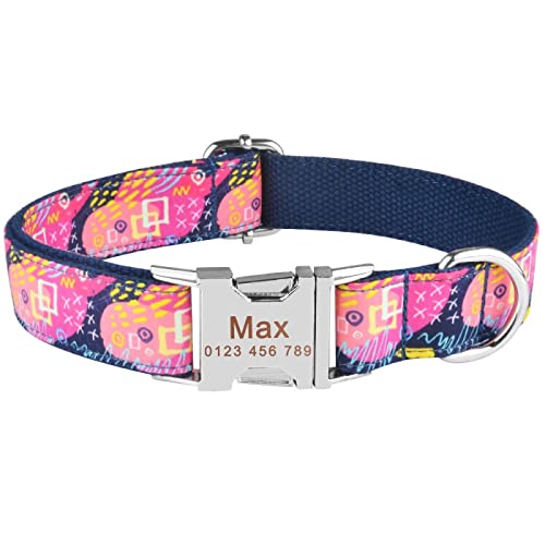 ID Name Personalisiertes Hundehalsband Verstellbare Nylon-Metallschnalle XS-L,S 26-40cm von VEKETE