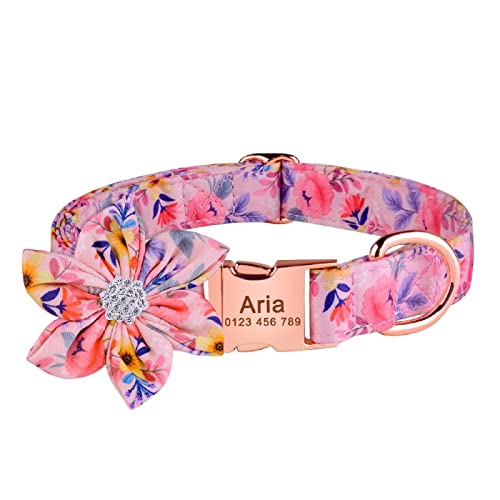 Nylon-Blumen-personalisiertes Katzenhalsband, Verstellbar, Graviertes Hundehalsband, Hundezubehör, Haustierprodukte, Klein, Groß, Unisex-Hundehalsbandanhänger,rosa-goldenes Etikett,S Nylon-Blumen-personalisiertes Katzenhalsband, Verstellbar, Graviertes Hundehalsband, Hundezubehör, Haustierprodukte, Klein, Groß, Unisex-Hundehalsbandanhänger,rosa-goldenes Etikett,S von VEKETE