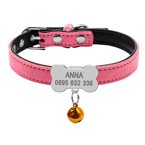 Personalisiertes Chihuahua-Halsband Für Kleine Hunde,Verstellbare,Gepolsterte Haustierhalsbänder Mit Glocke Für Kleine,Mittelgroße Katzen Und Hunde,Rosa Knochen,XS Personalisiertes Chihuahua-Halsband Für Kleine Hunde,Verstellbare,Gepolsterte Haustierhalsbänder Mit Glocke Für Kleine,Mittelgroße Katzen Und Hunde,Rosa Knochen,XS von VEKETE