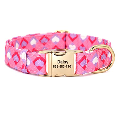 Personalisiertes Hundehalsband,Niedliche Bowknot-Blumen-Hundehalskette,Bedrucktes Haustier-ID-Halsband,Anti-Lost Für Kleine,Große Hunde,Haustierzubehör,Rose,M von VEKETE