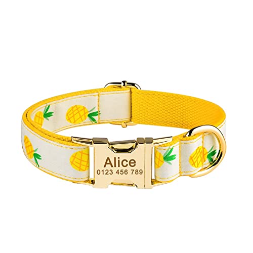 Personalisiertes Hundehalsband Aus Nylon, Individuell Graviert, Klein, Groß, Unisex, Zubehör Für Kleine Hunde, Halsbandanhänger,Ananas,XL Personalisiertes Hundehalsband Aus Nylon, Individuell Graviert, Klein, Groß, Unisex, Zubehör Für Kleine Hunde, Halsbandanhänger,Ananas,XL von VEKETE