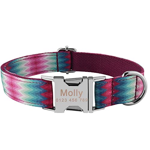 Personalisiertes Hundehalsband Aus Nylon Mit Eingraviertem Haustiernamen, Klein, Mittel, XS,L (35-56 cm) von VEKETE