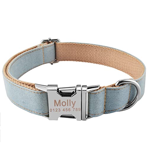 Personalisiertes Hundehalsband Aus Strapazierfähigem Nylon, Welpenname ID Auf Schnalle XS-L Eingraviert,S 26-40cm von VEKETE