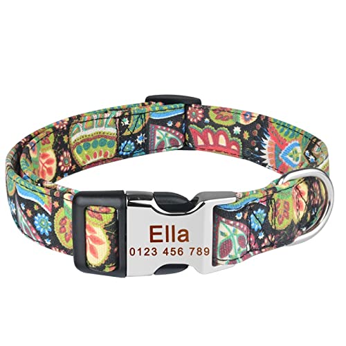 Personalisiertes Hundehalsband Custom Graviertes Namenshalsband Nylon Plaid Boy Girl Unisex Hundehalsband Small Large Produkt Hundehalsbänder,Farbenfrohe Blumen,L Personalisiertes Hundehalsband Custom Graviertes Namenshalsband Nylon Plaid Boy Girl Unisex Hundehalsband Small Large Produkt Hundehalsbänder,Farbenfrohe Blumen,L von VEKETE