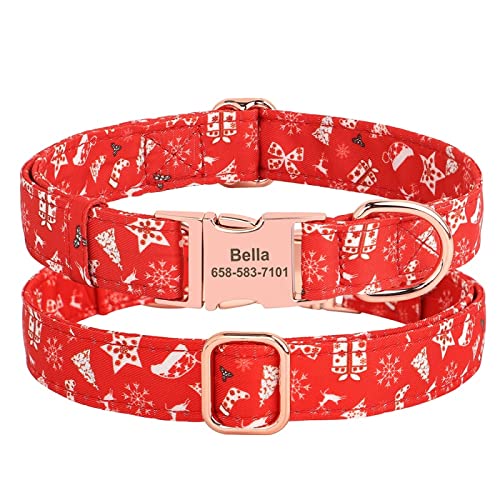 Personalisiertes Hundehalsband Mit Benutzerdefiniertem Namensschild Bowknot Zubehör Haustierhalsbänder Für Kleine Mittelgroße Hunde Gravieren,Rot,M von VEKETE