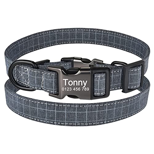 Personalisiertes Hundehalsband Mit Benutzerdefinierter Gravur, Welpen-ID, Namensschild, Schnalle, Graues Halsband, S-L,S (23-35 cm) von VEKETE