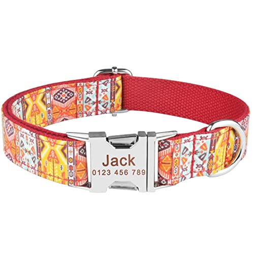 Personalisiertes Hundehalsband Mit Eingraviertem Haustierhunde-Welpen-ID-Namen, Strapazierfähigem Nylon, XS-L,L (35-56 cm) von VEKETE