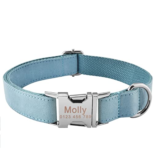 Personalisiertes Hundehalsband Nylon Custom Gravierte Hunde ID Namensschild XS S M L,S 26-40cm von VEKETE