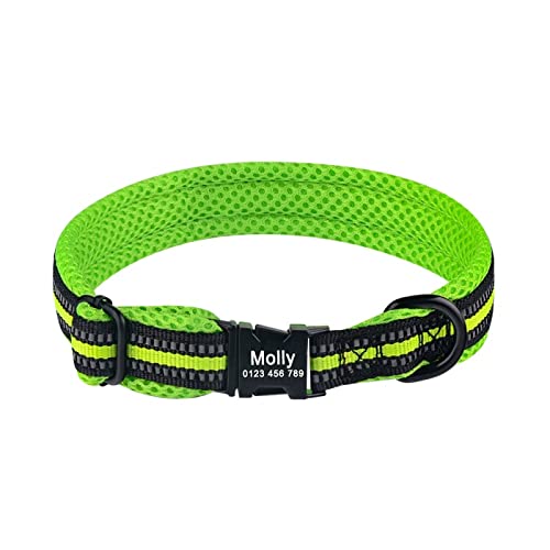 Personalisiertes Hundehalsband Reflektierendes Nylon Kleine Hundewelpenhalsbänder Personalisiertes Pitbull Mittelgroßes Hundehalsband Gravieren Sie Den Namen,Orange,M von VEKETE