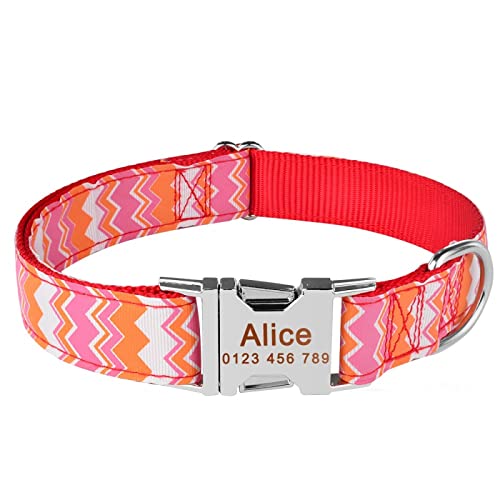 Personalisiertes Hundehalsband Stoff ID Namensschild Schnalle Benutzerdefinierte Gravur Welpe S M L,M 32-50cm Personalisiertes Hundehalsband Stoff ID Namensschild Schnalle Benutzerdefinierte Gravur Welpe S M L,M 32-50cm von VEKETE