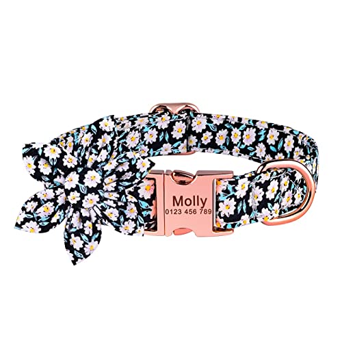 Personalisiertes Nylon-Blumen-Hundehalsband Graviertes Kleines Großes Hundehalsband Verstellbares Nylon-Plaid-Blumen-Unisex Hundehalsband,Marineblaue Blume,XL Personalisiertes Nylon-Blumen-Hundehalsband Graviertes Kleines Großes Hundehalsband Verstellbares Nylon-Plaid-Blumen-Unisex Hundehalsband,Marineblaue Blume,XL von VEKETE