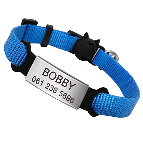 Release Cat Collar Custom Nylon Puppy Kitten ID Tag Typenschild Halsbänder Safety Breakaway Halsband Für Kleine Katzen Verstellbar,Blue,S Release Cat Collar Custom Nylon Puppy Kitten ID Tag Typenschild Halsbänder Safety Breakaway Halsband Für Kleine Katzen Verstellbar,Blue,S von VEKETE