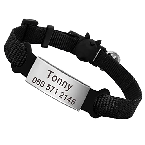 Release Cat Collar Custom Nylon Puppy Kitten ID Tag Typenschild Halsbänder Safety Breakaway Halsband Für Kleine Katzen Verstellbar,Schwarz,S Release Cat Collar Custom Nylon Puppy Kitten ID Tag Typenschild Halsbänder Safety Breakaway Halsband Für Kleine Katzen Verstellbar,Schwarz,S von VEKETE