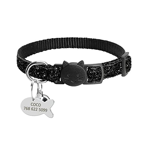 Release Cat Puppy Tag Collar Set Personalisiertes Nylon-Kätzchenhalsband Mit Gravur Für Kleine Haustiere,Kätzchen,1 cm Breite,Schwarz,18 Bis 27cm Release Cat Puppy Tag Collar Set Personalisiertes Nylon-Kätzchenhalsband Mit Gravur Für Kleine Haustiere,Kätzchen,1 cm Breite,Schwarz,18 Bis 27cm von VEKETE