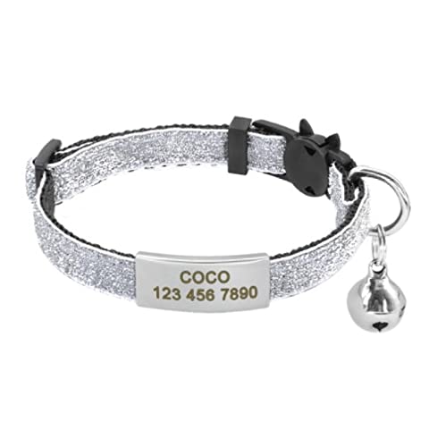 Release Cat Puppy Tag Collar Set Personalisiertes Nylon-Kätzchenhalsband Mit Gravur Für Kleine Haustiere,Kätzchen,1 cm Breite,Silber 2,18 Bis 27cm Release Cat Puppy Tag Collar Set Personalisiertes Nylon-Kätzchenhalsband Mit Gravur Für Kleine Haustiere,Kätzchen,1 cm Breite,Silber 2,18 Bis 27cm von VEKETE