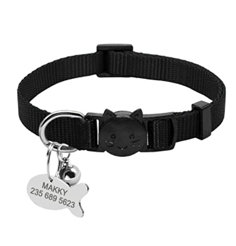 Release Cat Puppy Tag Collar Set Personalisiertes Nylon-Kätzchenhalsband Mit Gravur Für Kleine Haustiere,Kätzchen,1 cm Breite,schwarz 4,18 Bis 27cm Release Cat Puppy Tag Collar Set Personalisiertes Nylon-Kätzchenhalsband Mit Gravur Für Kleine Haustiere,Kätzchen,1 cm Breite,schwarz 4,18 Bis 27cm von VEKETE