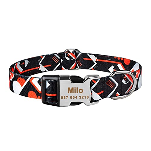 Verstellbares Hundehalsband Aus Nylon,Unisex,Personalisierbar,Klein,Groß,Mittelgroß,Schwarz,M von VEKETE