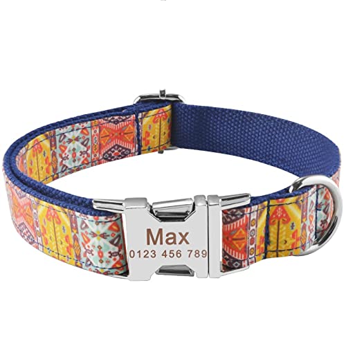 Verstellbares Hundehalsband Aus Nylonprodukten. Personalisiertes Hundehalsband Mit Personalisiertem Namen,Blue,XS von VEKETE