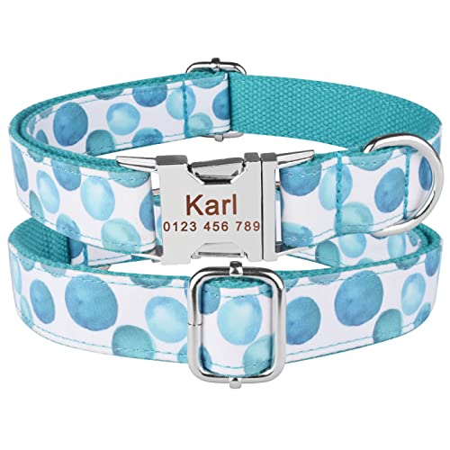 Verstellbares Nylon-Halsband, Personalisierbar, Hunde-ID-Tag-Halsbänder, Individuell Gravierter Name, Hundehalsbänder, Kleine, Mittelgroße Hundewelpen,Blau,XS (22-31 cm) von VEKETE