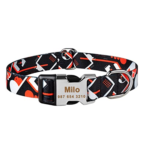 Verstellbares Nylon-Hundehalsband, Unisex, Individuell Graviert, Personalisiertes Hundehalsband, Kleiner, Großer Welpe, Katze, Haustier, Hundehalsband, ID-Tag,Schwarz,XS Verstellbares Nylon-Hundehalsband, Unisex, Individuell Graviert, Personalisiertes Hundehalsband, Kleiner, Großer Welpe, Katze, Haustier, Hundehalsband, ID-Tag,Schwarz,XS von VEKETE