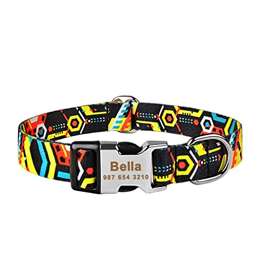 Verstellbares Nylon-Unisex-Mode-Hundehalsband, Personalisiertes Etikett, Individuell Graviertes Hundehalsband, Kleines Großes Welpen-Kätzchen-Haustier-Hundehalsband,Gelb,S Verstellbares Nylon-Unisex-Mode-Hundehalsband, Personalisiertes Etikett, Individuell Graviertes Hundehalsband, Kleines Großes Welpen-Kätzchen-Haustier-Hundehalsband,Gelb,S von VEKETE
