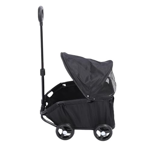VELATEMOR 4 Haustier -Spaziergang, Faltbarer Haustierwagen mit Baldachin, für Kleine Hunde Katzen Leicht Einfacher Multifunktionaler Gebrauch (Black) von VELATEMOR