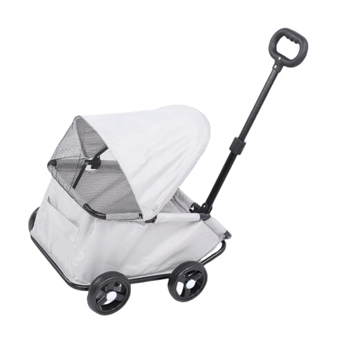 VELATEMOR 4 Haustier -Spaziergang, Faltbarer Haustierwagen mit Baldachin, für Kleine Hunde Katzen Leicht Einfacher Multifunktionaler Gebrauch (Grey) von VELATEMOR