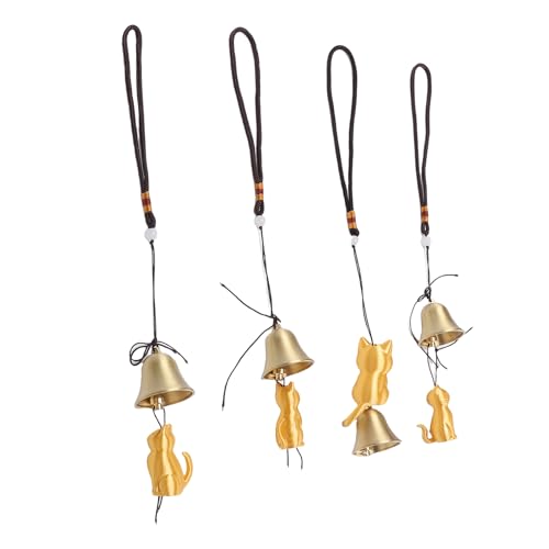 VELATEMOR Handgefertigter Katzenwindspiel mit Melodischen Klängen, Outdoor -Gedenkstatue, Gartendekor für Katzenliebhaber, Windfänger mit Glocken, 4pcs Katzenliebhaber von VELATEMOR