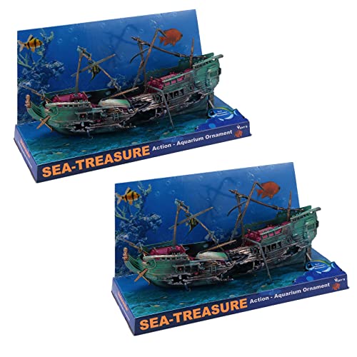 VENEKA 2 x Aquarium-Dekoration Boot Kunststoff Aquarium Schiff Air Split Schiffswrack Fisch Tank Dekor C von VENEKA