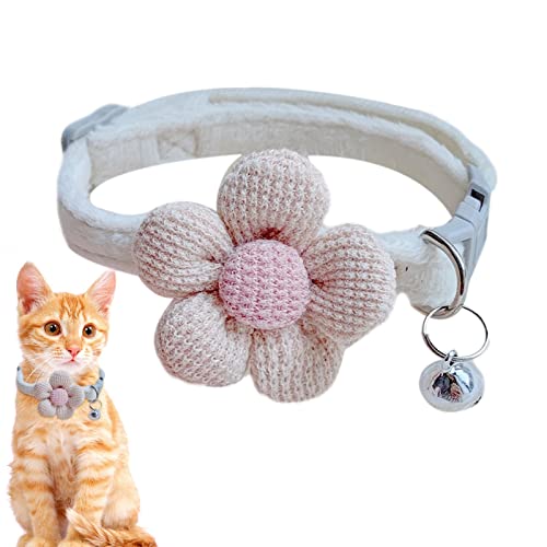 Kätzchen-Halskette mit Blume – Breakaway Katzenhalsbänder Blumen mit Glocke | Süße Kätzchen-Halskette für Hunde Katzen Welpen Kätzchen Ventdouce von VENTDOUCE