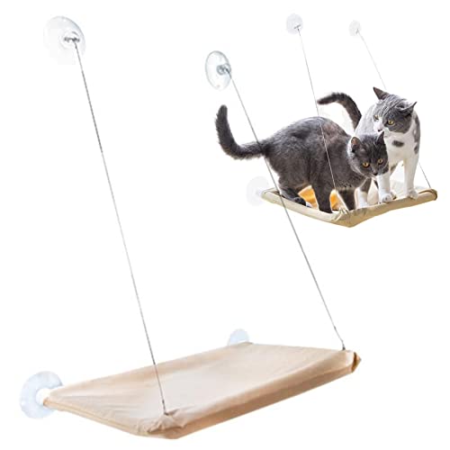 Katzen-Fensterhängematte, Katzen-Fensterbett, waschbares Kätzchen-Spielzeug, platzsparend, Fenstermontage, Katzenbett - Fenster-Katzenstange mit starken Saugnäpfen zum Spielen oder Ausruhen von Katzen Katzen-Fensterhängematte, Katzen-Fensterbett, waschbares Kätzchen-Spielzeug, platzsparend, Fenstermontage, Katzenbett - Fenster-Katzenstange mit starken Saugnäpfen zum Spielen oder Ausruhen von Katzen von VENTDOUCE
