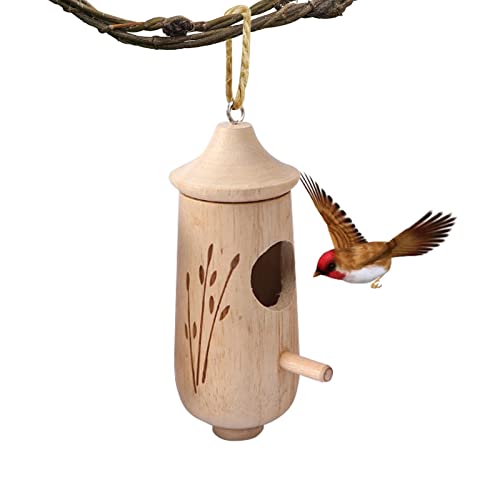 VENTDOUCE Hölzerne Kolibri-Häuser für draußen | Hängendes Kolibri-Haus - Kolibri-Nest aus Holz mit Metallring für Baumstämme, Gärten, Balkone von VENTDOUCE