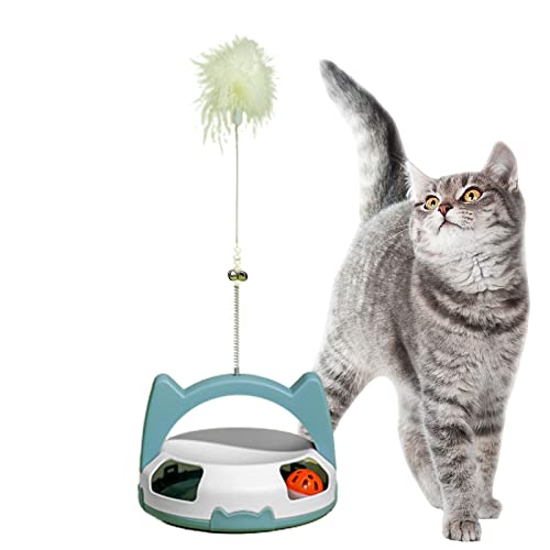VENTDOUCE Katzenspielzeug für Indoor-Katzen, lustiger rotierender Ball, interaktives Katzenspielzeug, Kätzchenspielzeug, Haustier-Übungsspielzeug mit Federn und Glocken von VENTDOUCE