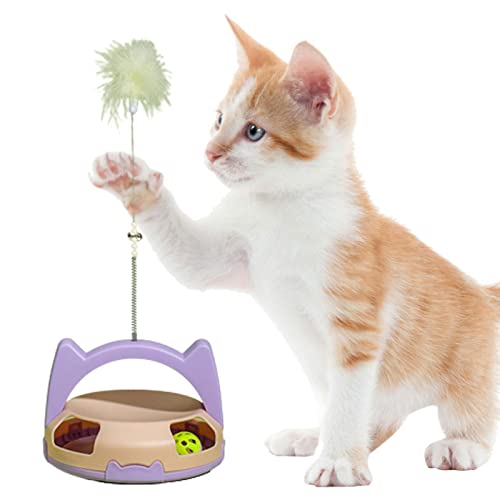 Katzenspielzeug für Indoor-Katzen - Lustiger rotierender Ball Kätzchenspielzeug | Interaktives Katzenspielzeug mit Federn und Glocken für Indoor-Katzen, Katze Katzenspielzeug für Indoor-Katzen - Lustiger rotierender Ball Kätzchenspielzeug | Interaktives Katzenspielzeug mit Federn und Glocken für Indoor-Katzen, Katze von VENTDOUCE